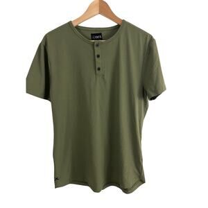 Cuts Curve Hem Henley Green Men Size Medium
